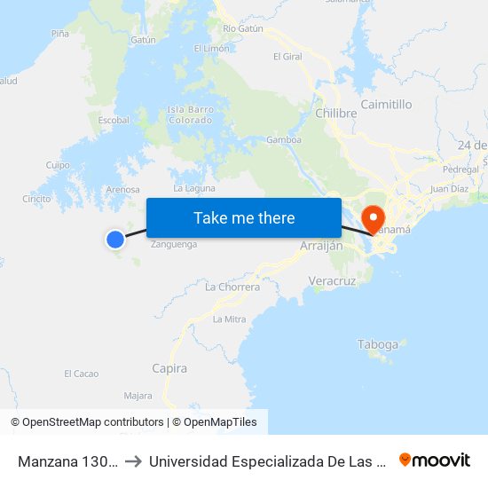 Manzana 130704, 5-4 to Universidad Especializada De Las Americas (Udelas) map