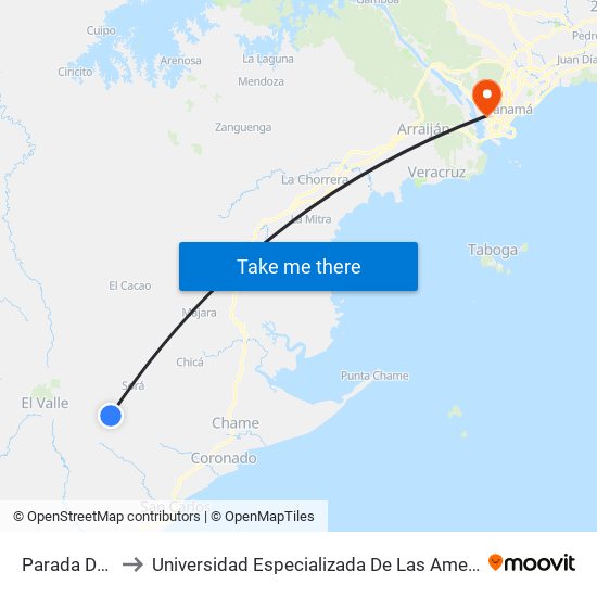 Parada De Bus to Universidad Especializada De Las Americas (Udelas) map