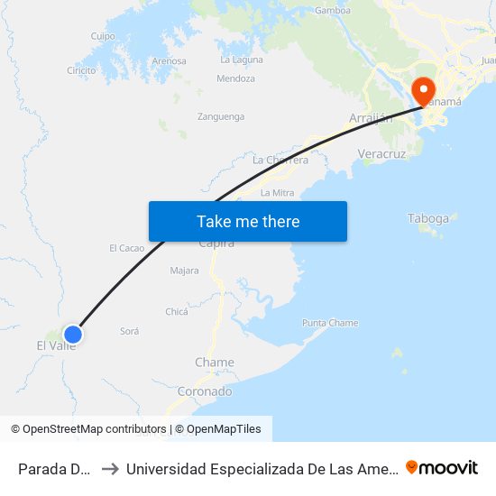 Parada De Bus to Universidad Especializada De Las Americas (Udelas) map