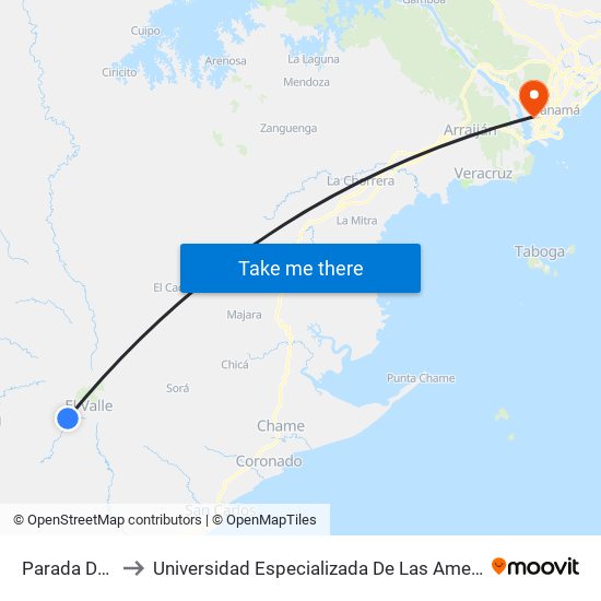 Parada De Bus to Universidad Especializada De Las Americas (Udelas) map