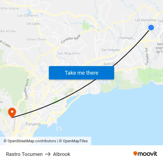 Rastro Tocumen to Albrook map
