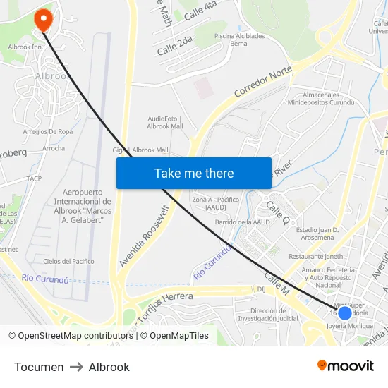 Tocumen to Albrook map