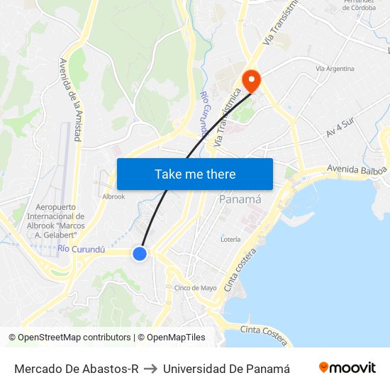 Mercado De Abastos-R to Universidad De Panamá map