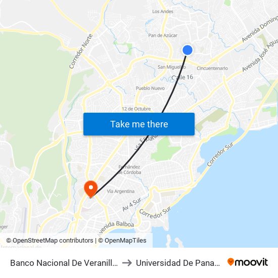 Banco Nacional De Veranillo-I to Universidad De Panamá map