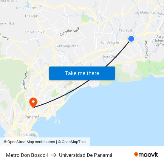 Metro Don Bosco-I to Universidad De Panamá map