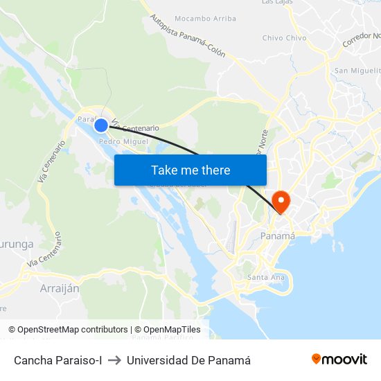 Cancha Paraiso-I to Universidad De Panamá map