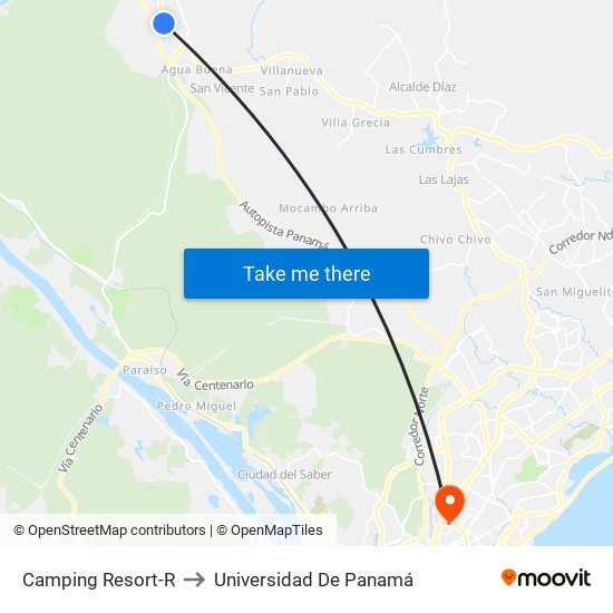 Camping Resort-R to Universidad De Panamá map