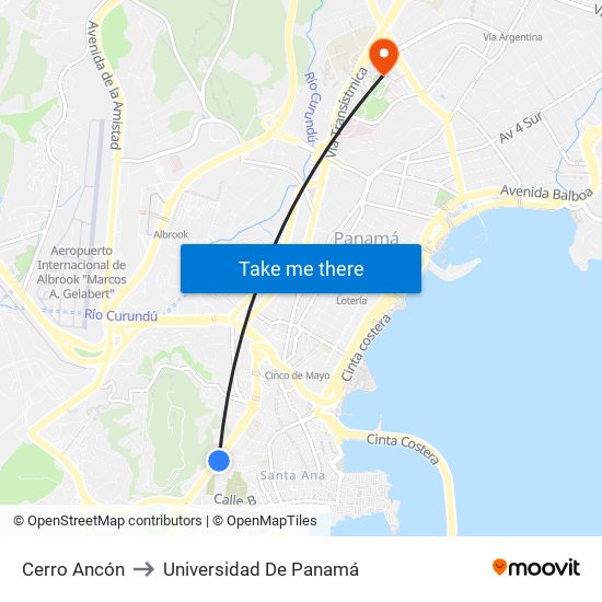 Cerro Ancón to Universidad De Panamá map