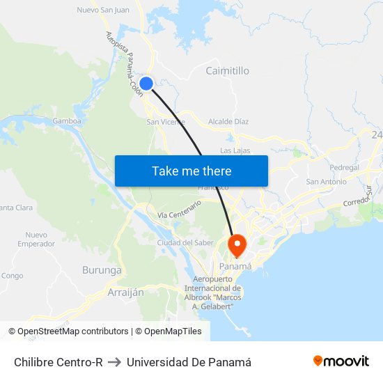 Chilibre Centro-R to Universidad De Panamá map