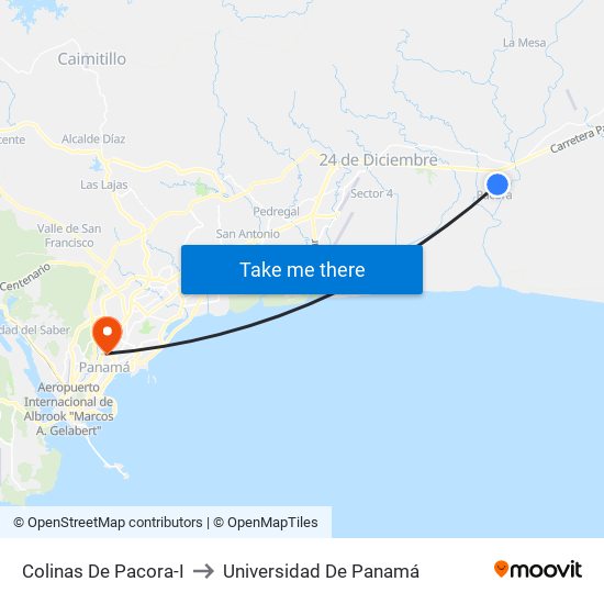 Colinas De Pacora-I to Universidad De Panamá map