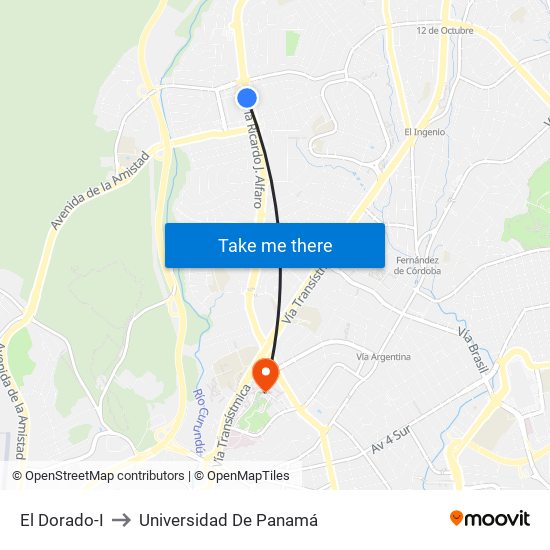 El Dorado-I to Universidad De Panamá map