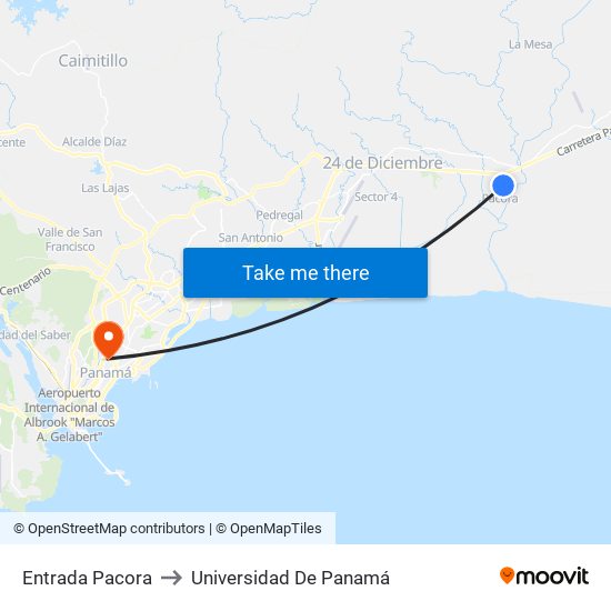 Entrada Pacora to Universidad De Panamá map