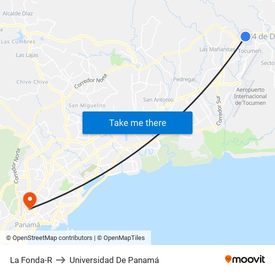 La Fonda-R to Universidad De Panamá map