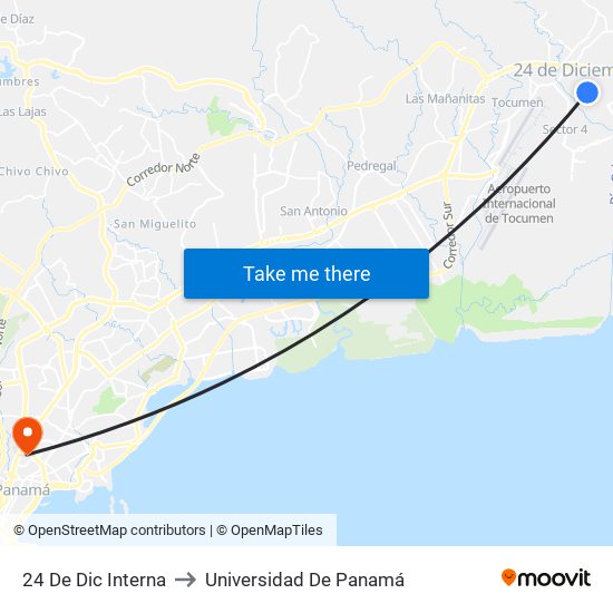 24 De Dic Interna to Universidad De Panamá map
