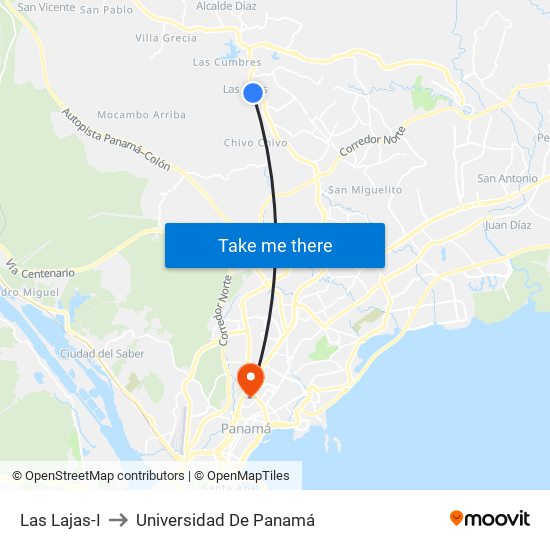 Las Lajas-I to Universidad De Panamá map