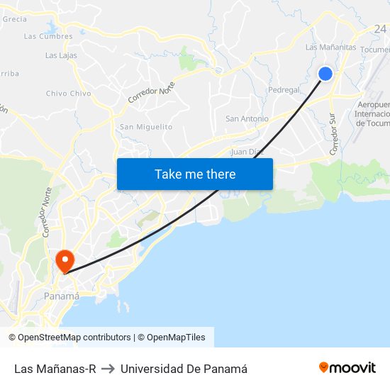 Las Mañanas-R to Universidad De Panamá map