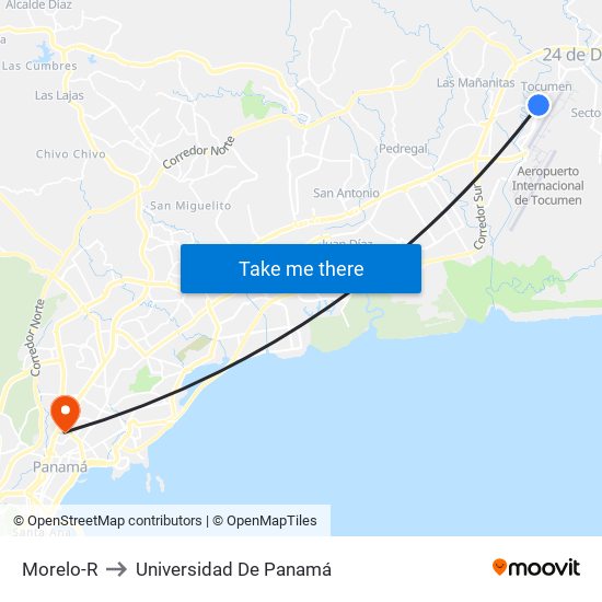 Morelo-R to Universidad De Panamá map
