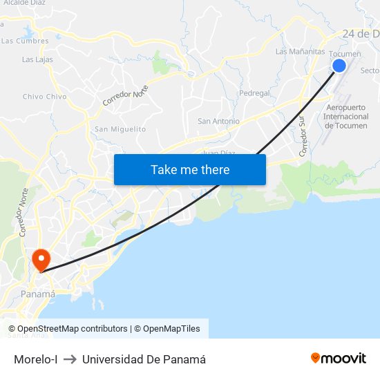 Morelo-I to Universidad De Panamá map