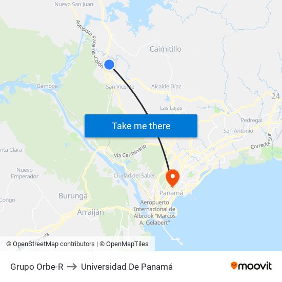 Grupo Orbe-R to Universidad De Panamá map