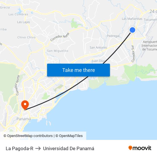 La Pagoda-R to Universidad De Panamá map