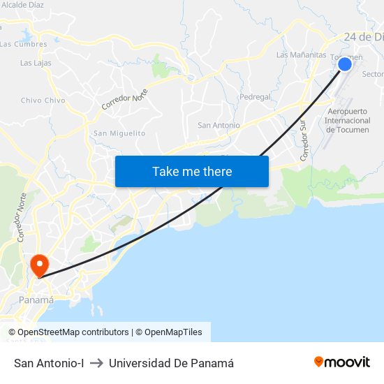 San Antonio-I to Universidad De Panamá map