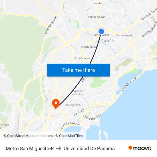Metro San Miguelito-R to Universidad De Panamá map