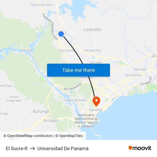 El Sucre-R to Universidad De Panamá map