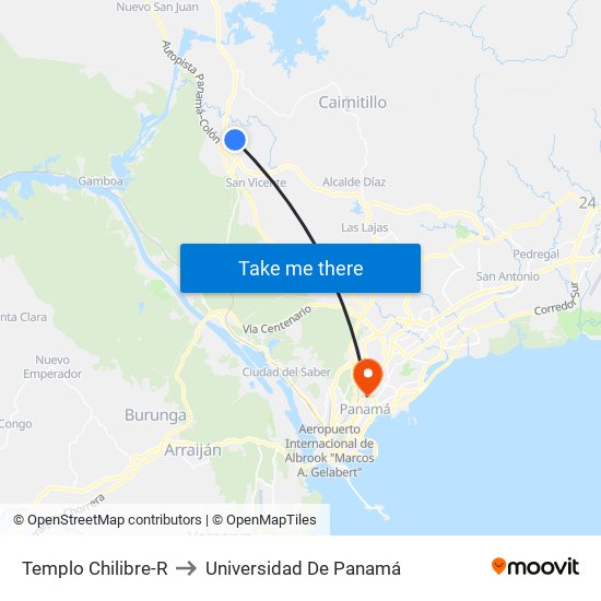 Templo Chilibre-R to Universidad De Panamá map