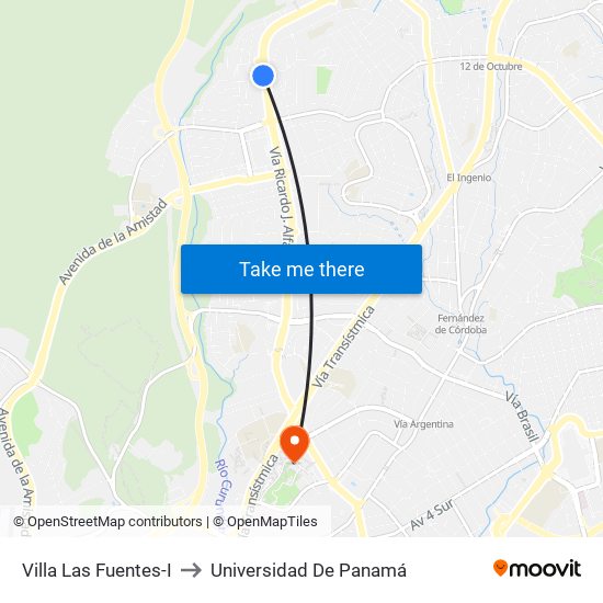 Villa Las Fuentes-I to Universidad De Panamá map