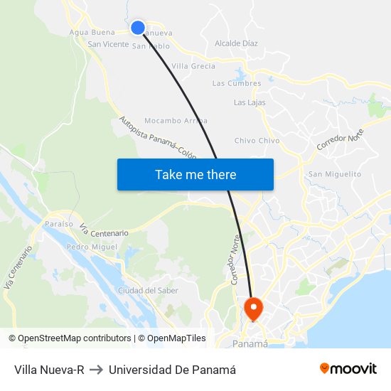 Villa Nueva-R to Universidad De Panamá map