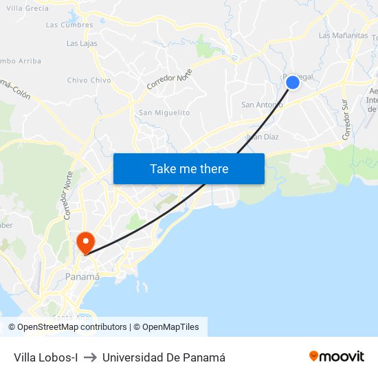 Villa Lobos-I to Universidad De Panamá map