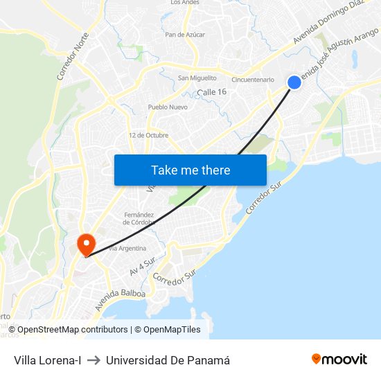 Villa Lorena-I to Universidad De Panamá map