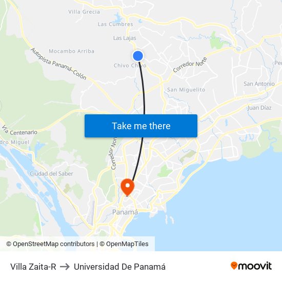 Villa Zaita-R to Universidad De Panamá map