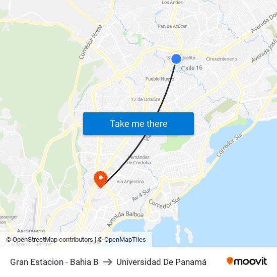 Gran Estacion - Bahia B to Universidad De Panamá map