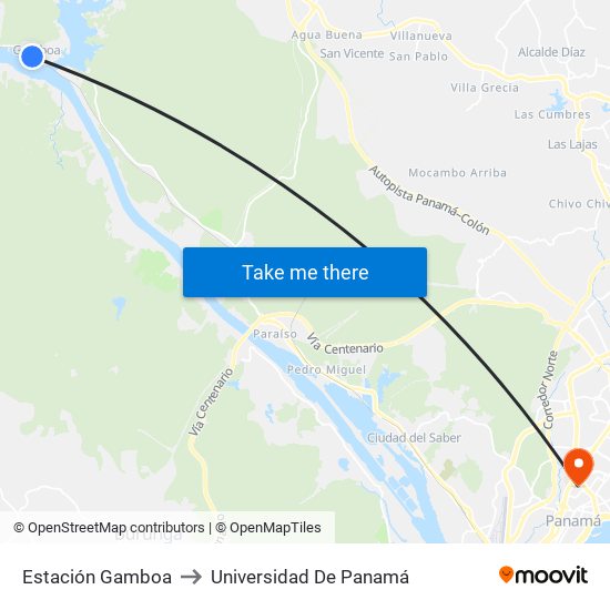 Estación Gamboa to Universidad De Panamá map