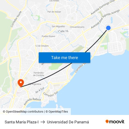 Santa María Plaza-I to Universidad De Panamá map