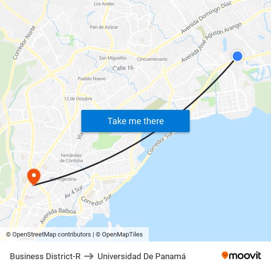 Business District-R to Universidad De Panamá map