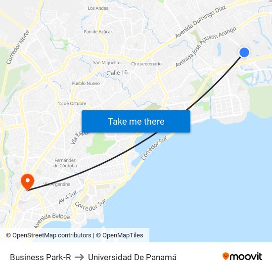 Business Park-R to Universidad De Panamá map