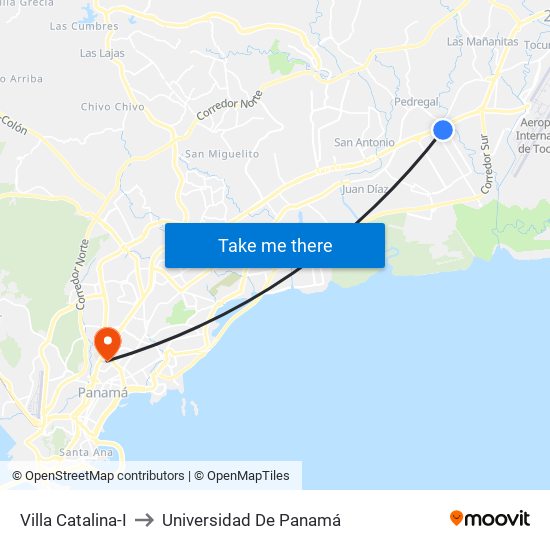 Villa Catalina-I to Universidad De Panamá map