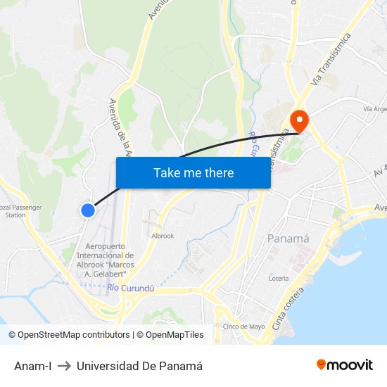 Anam-I to Universidad De Panamá map