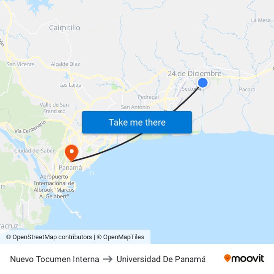 Nuevo Tocumen Interna to Universidad De Panamá map