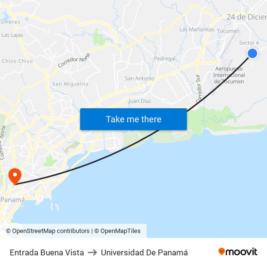 Entrada Buena Vista to Universidad De Panamá map