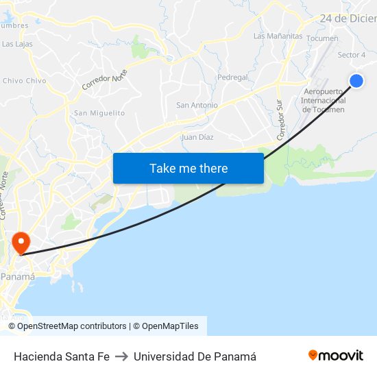 Hacienda Santa Fe to Universidad De Panamá map