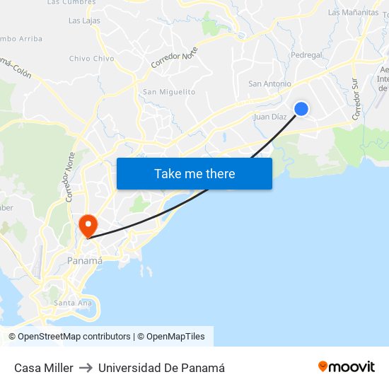 Casa Miller to Universidad De Panamá map