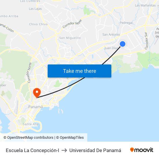 Escuela La Concepción-I to Universidad De Panamá map