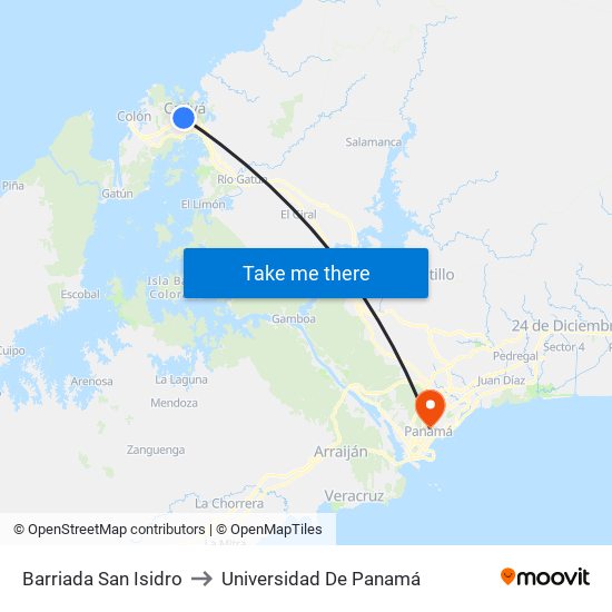 Barriada San Isidro to Universidad De Panamá map