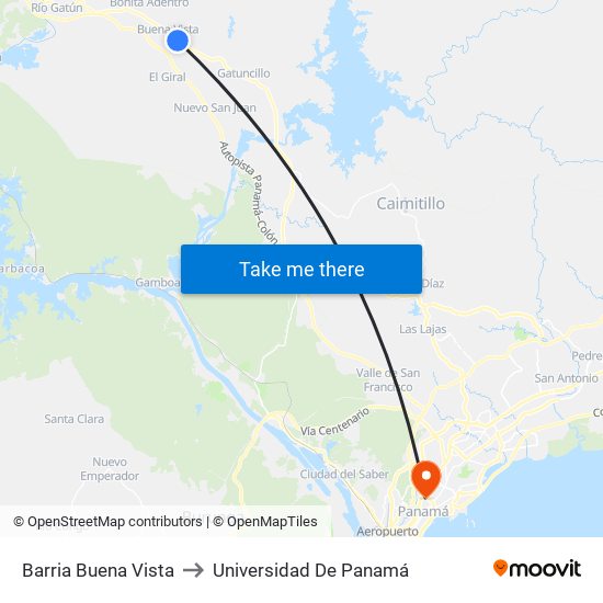 Barria Buena Vista to Universidad De Panamá map