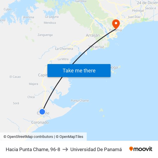 Hacia Punta Chame, 96-8 to Universidad De Panamá map