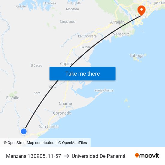 Manzana 130905, 11-57 to Universidad De Panamá map