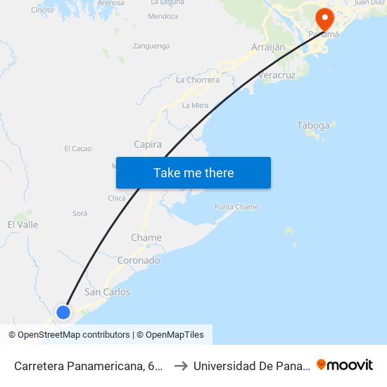 Carretera Panamericana, 65-39 to Universidad De Panamá map